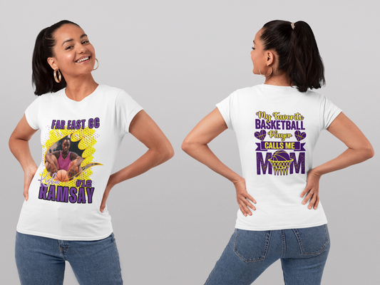 Youth Basketball Parent Spirit T-Shirt | Purple & Yellow | Mom & Dad Editions